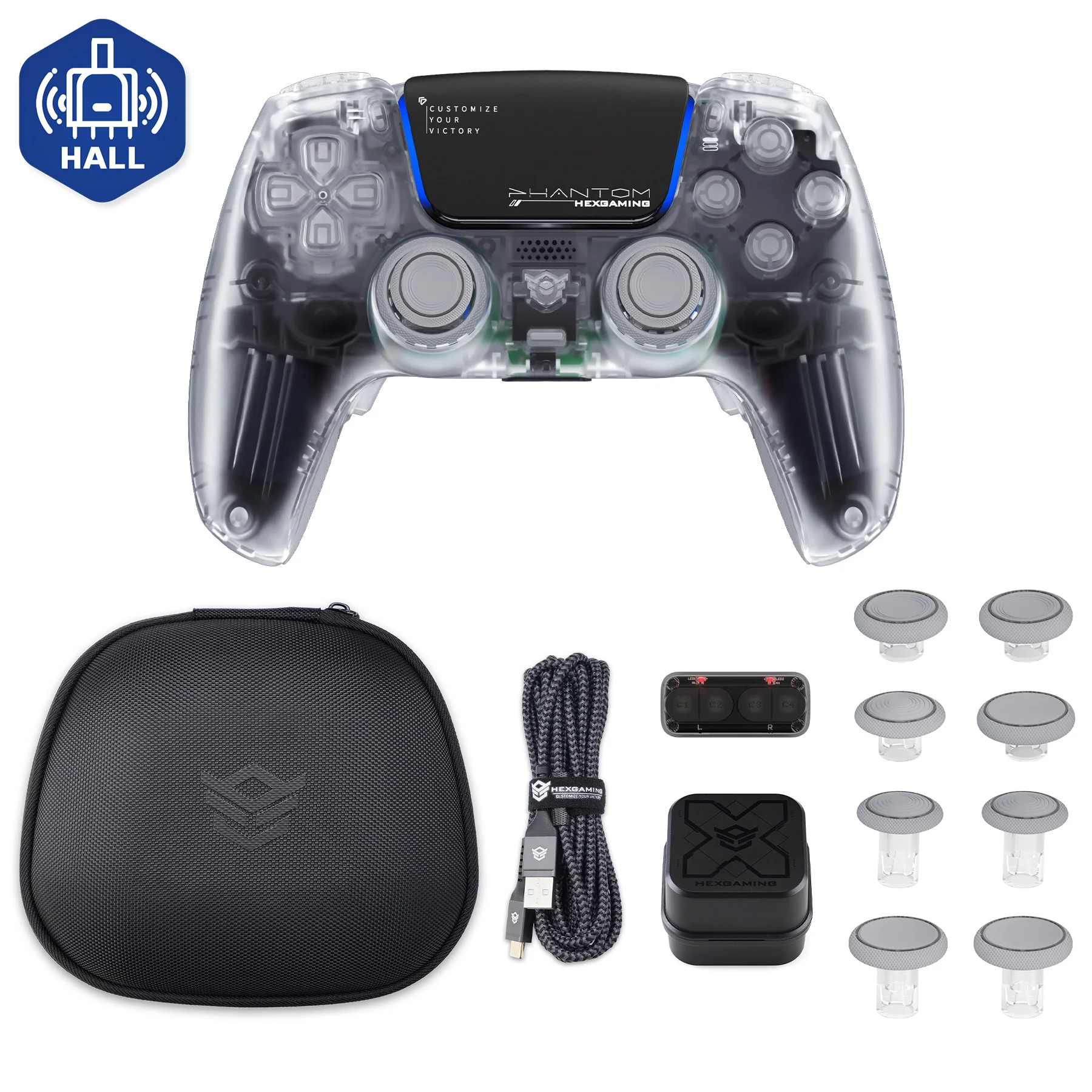 HEXGAMING PHANTOM Controller with Adjustable Triggers+Charging Cable+Carrying Bag for PS5, PC, Mobile - 18 Styles - Image 10
