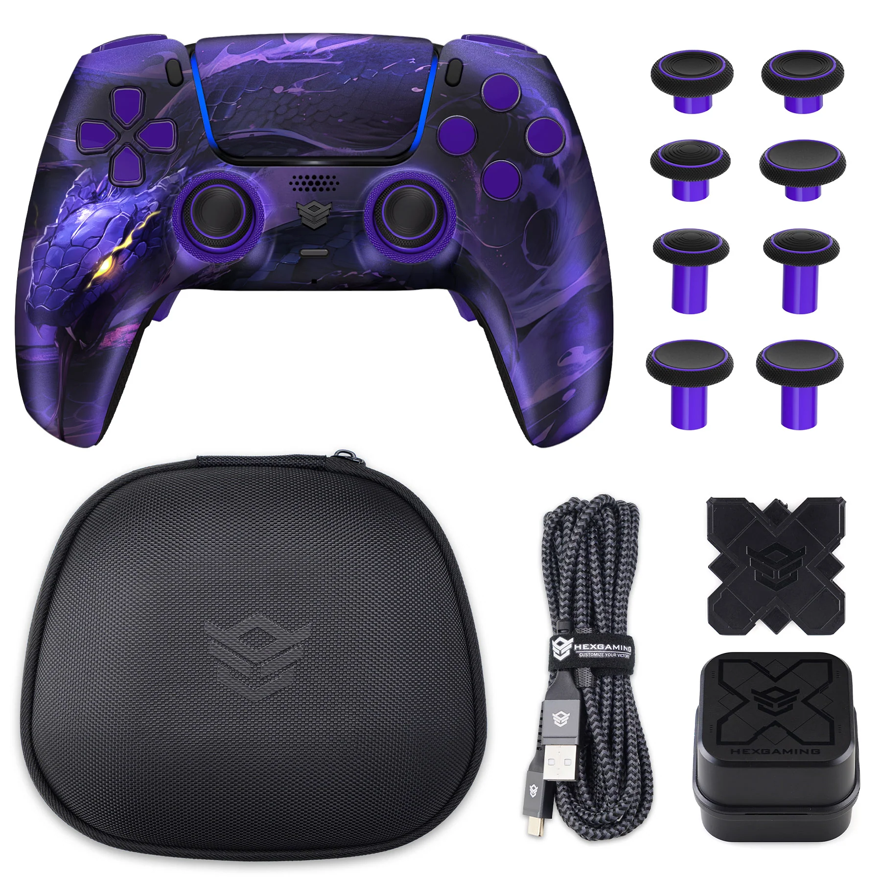 HEXGAMING PHANTOM Controller with Adjustable Triggers+Charging Cable+Carrying Bag for PS5, PC, Mobile - 18 Styles - Image 11
