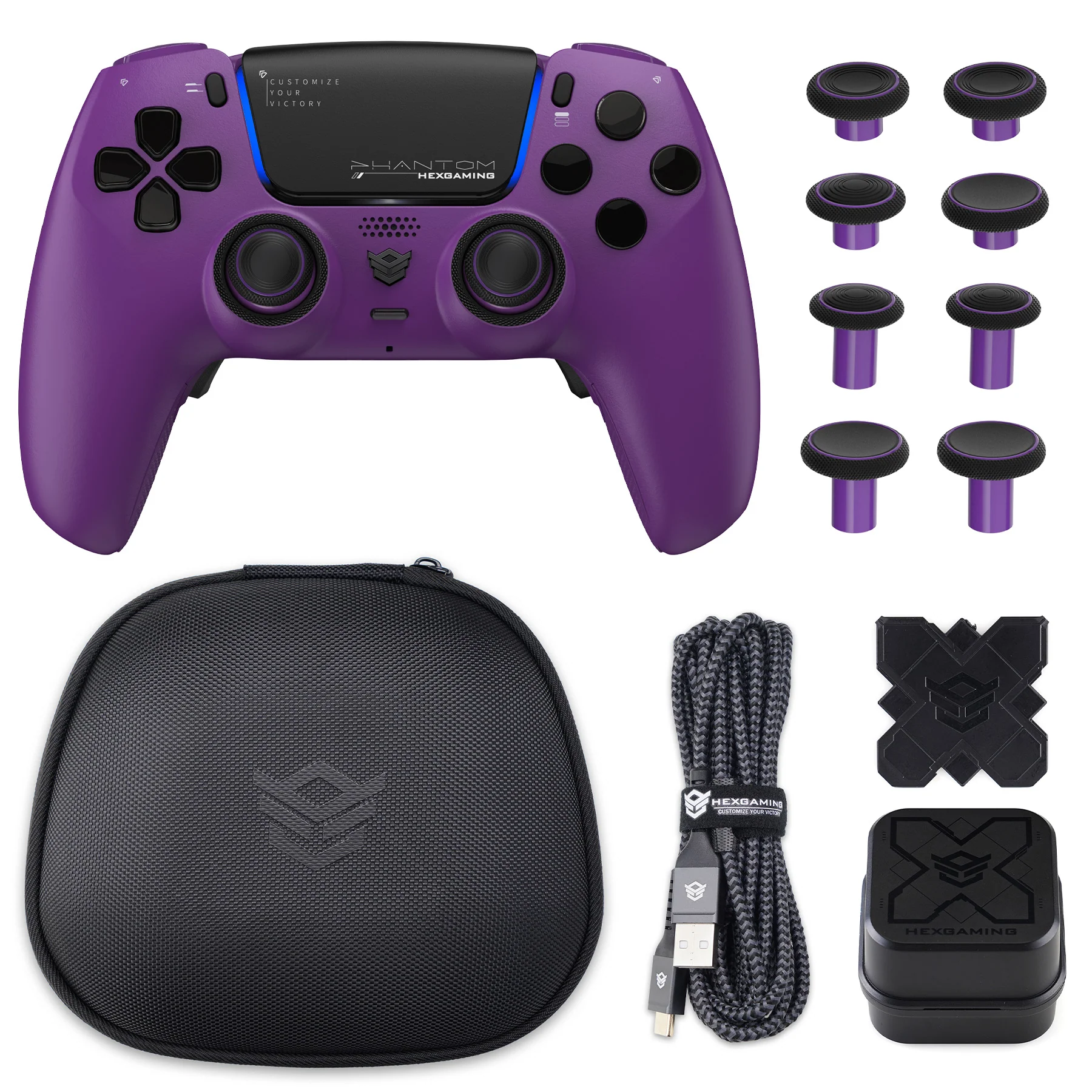 HEXGAMING PHANTOM Controller with Adjustable Triggers+Charging Cable+Carrying Bag for PS5, PC, Mobile - 18 Styles - Image 13