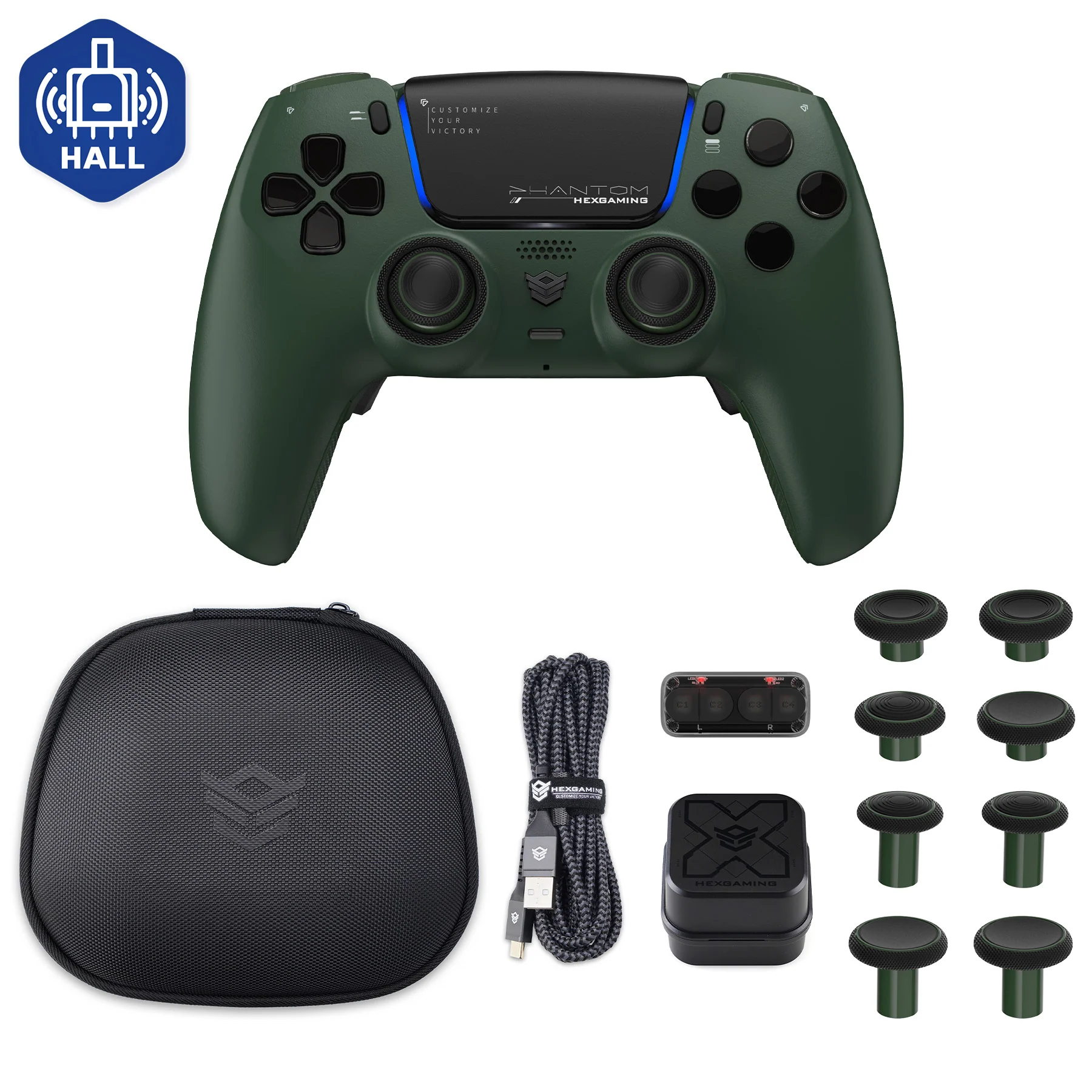 HEXGAMING PHANTOM Controller with Adjustable Triggers+Charging Cable+Carrying Bag for PS5, PC, Mobile - 18 Styles - Image 16