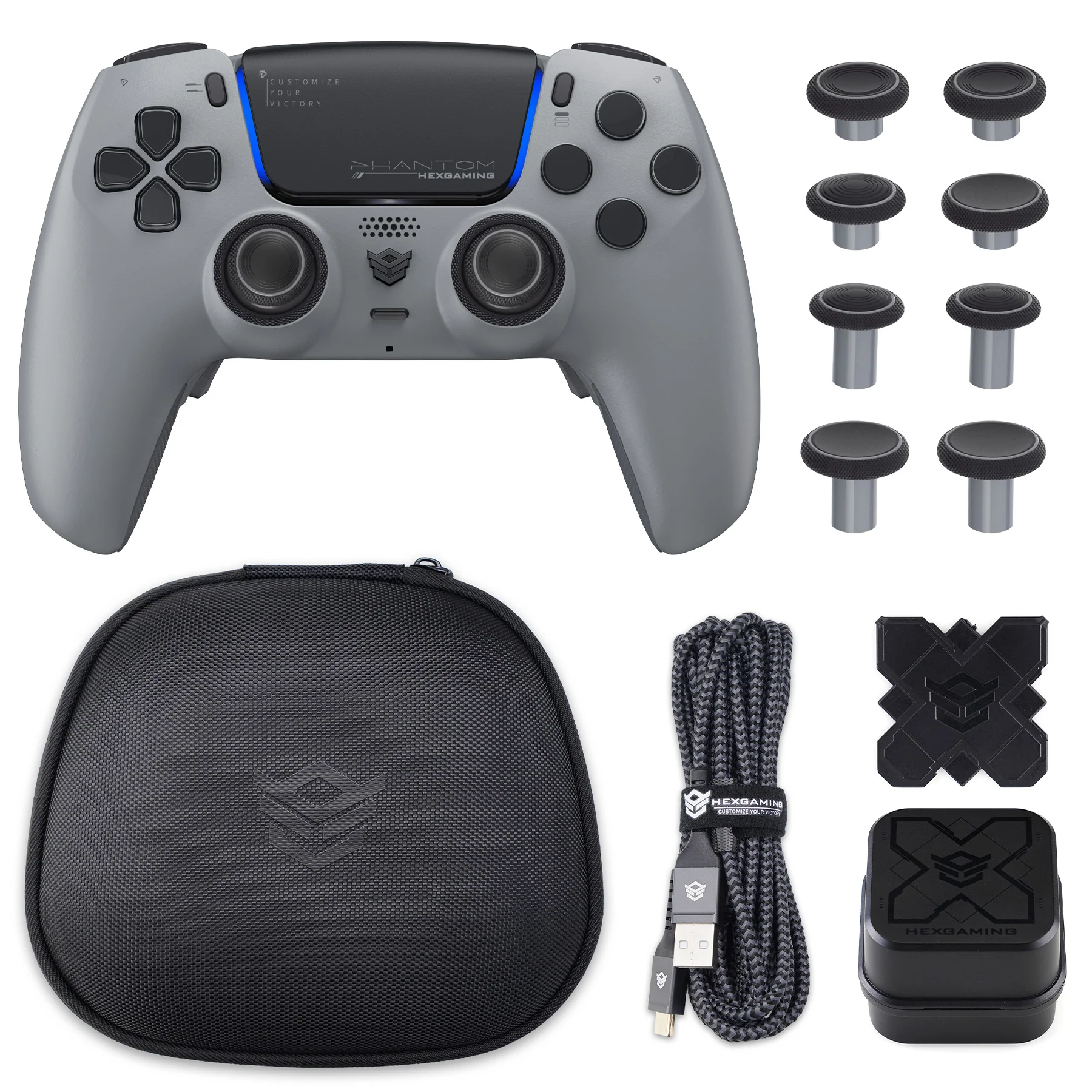 HEXGAMING PHANTOM Controller with Adjustable Triggers+Charging Cable+Carrying Bag for PS5, PC, Mobile - 18 Styles - Image 17