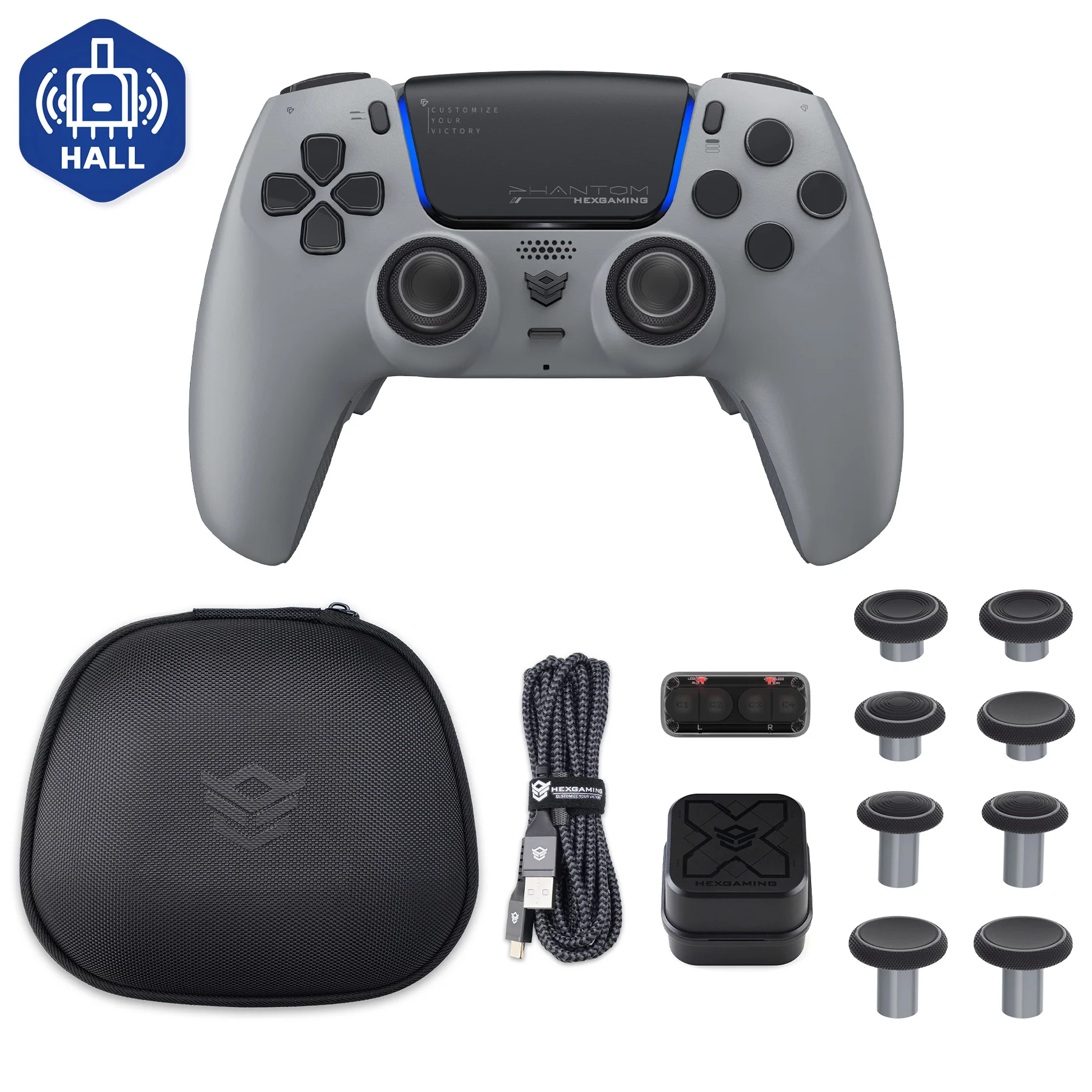 HEXGAMING PHANTOM Controller with Adjustable Triggers+Charging Cable+Carrying Bag for PS5, PC, Mobile - 18 Styles - Image 18