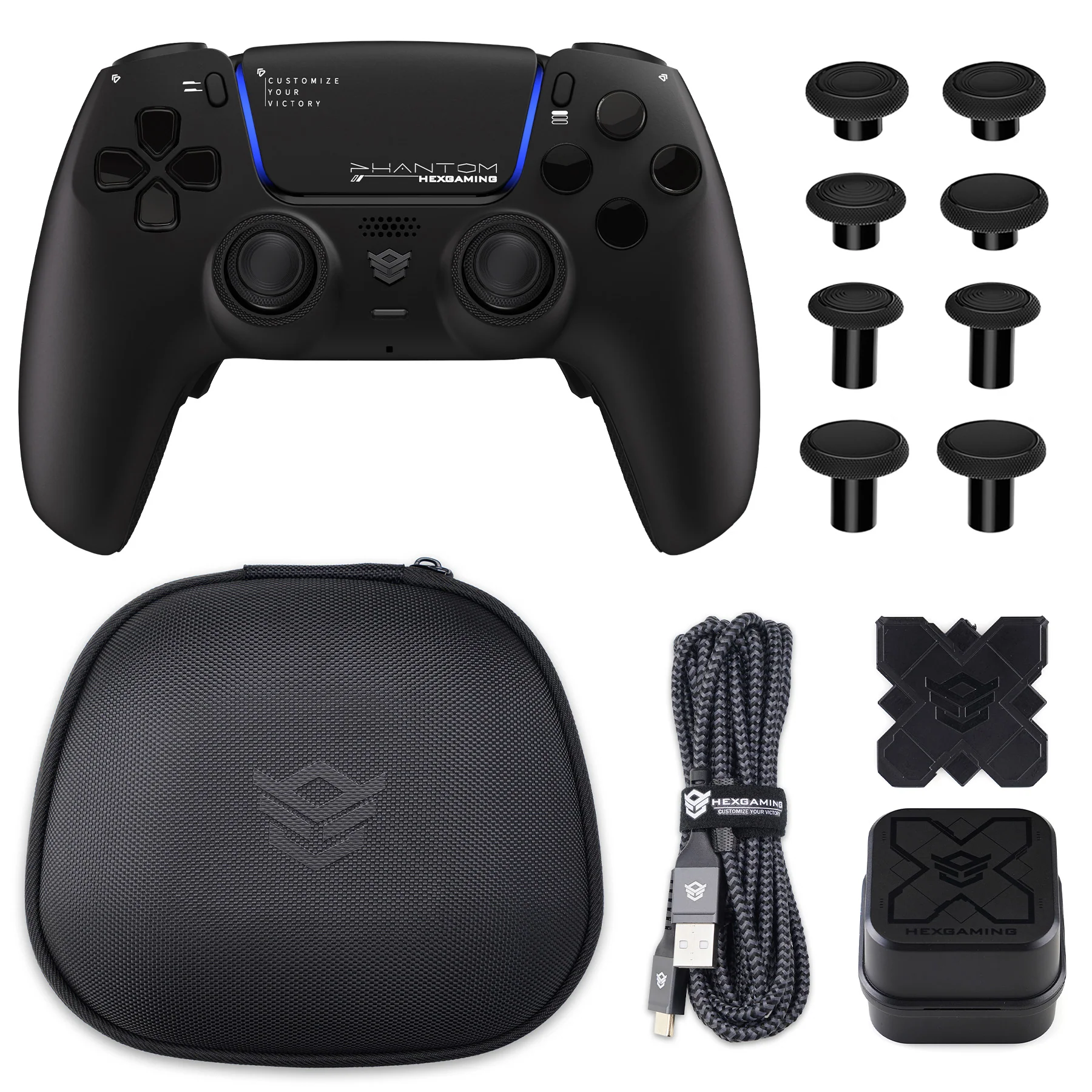 HEXGAMING PHANTOM Controller with Adjustable Triggers+Charging Cable+Carrying Bag for PS5, PC, Mobile - 18 Styles - Image 3