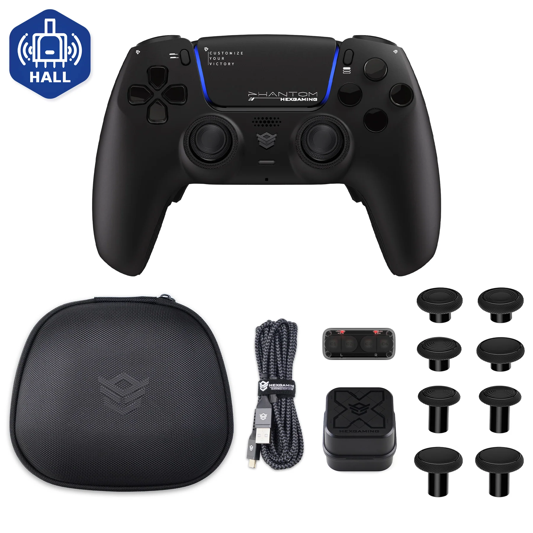 HEXGAMING PHANTOM Controller with Adjustable Triggers+Charging Cable+Carrying Bag for PS5, PC, Mobile - 18 Styles - Image 4