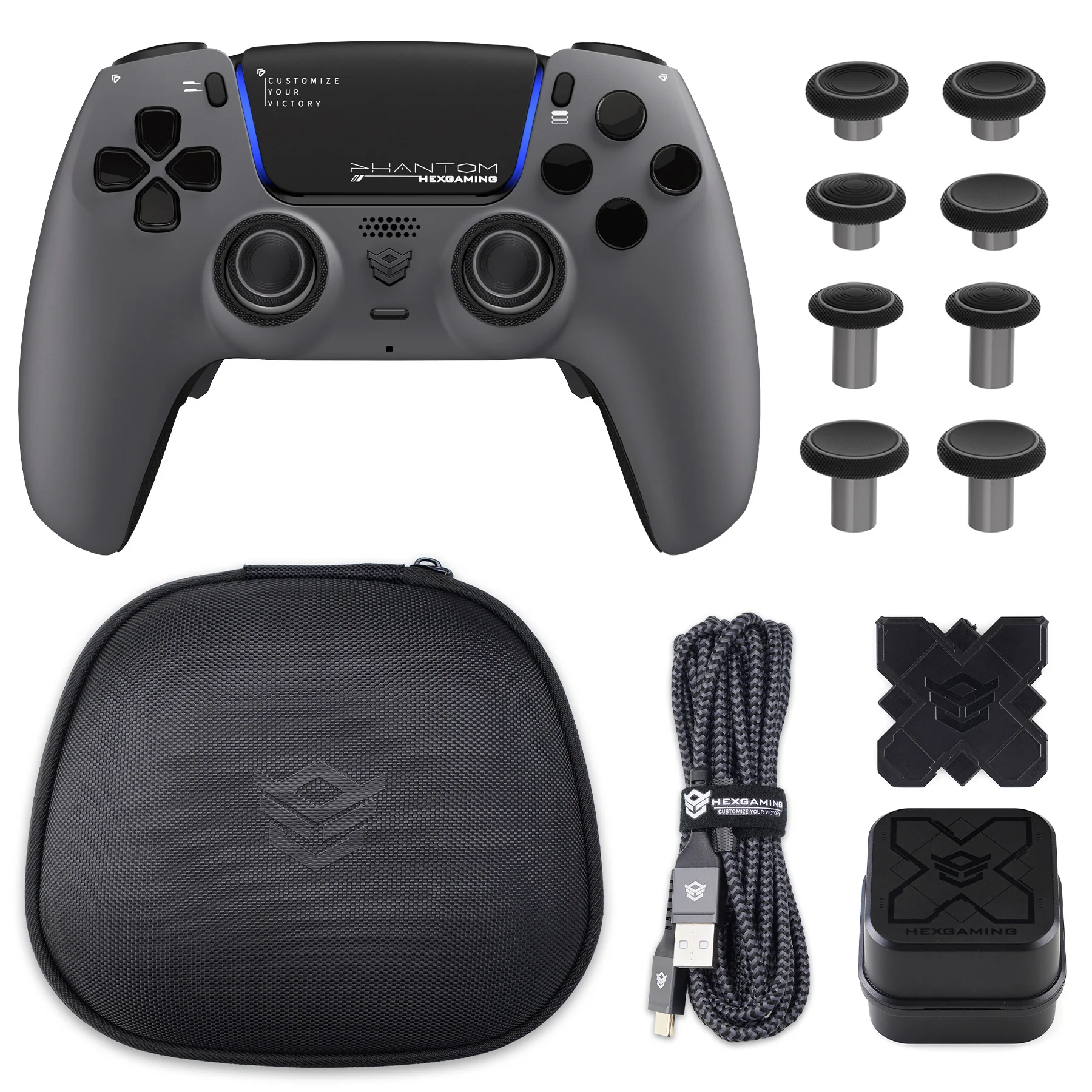 HEXGAMING PHANTOM Controller with Adjustable Triggers+Charging Cable+Carrying Bag for PS5, PC, Mobile - 18 Styles - Image 5