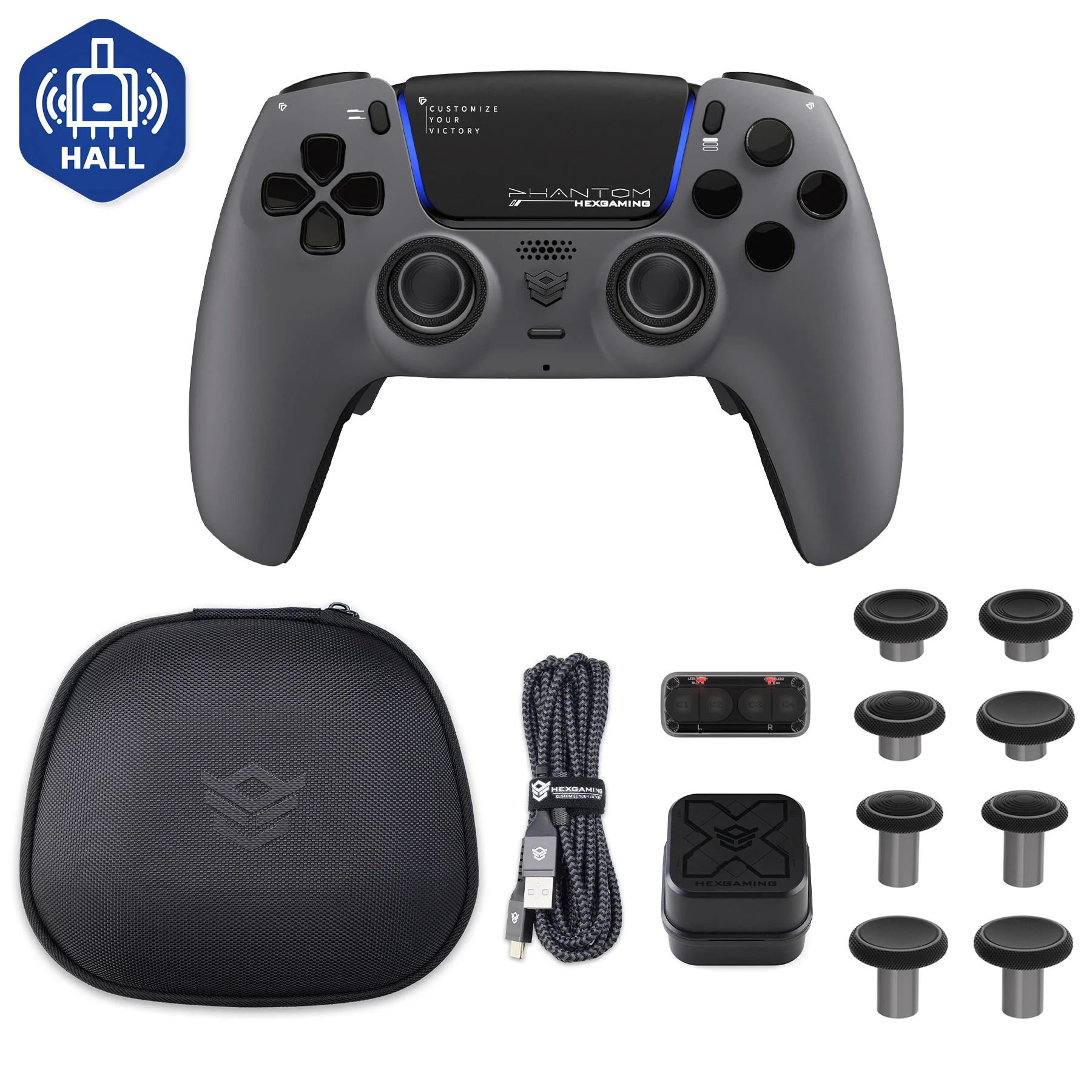 HEXGAMING PHANTOM Controller with Adjustable Triggers+Charging Cable+Carrying Bag for PS5, PC, Mobile - 18 Styles - Image 6