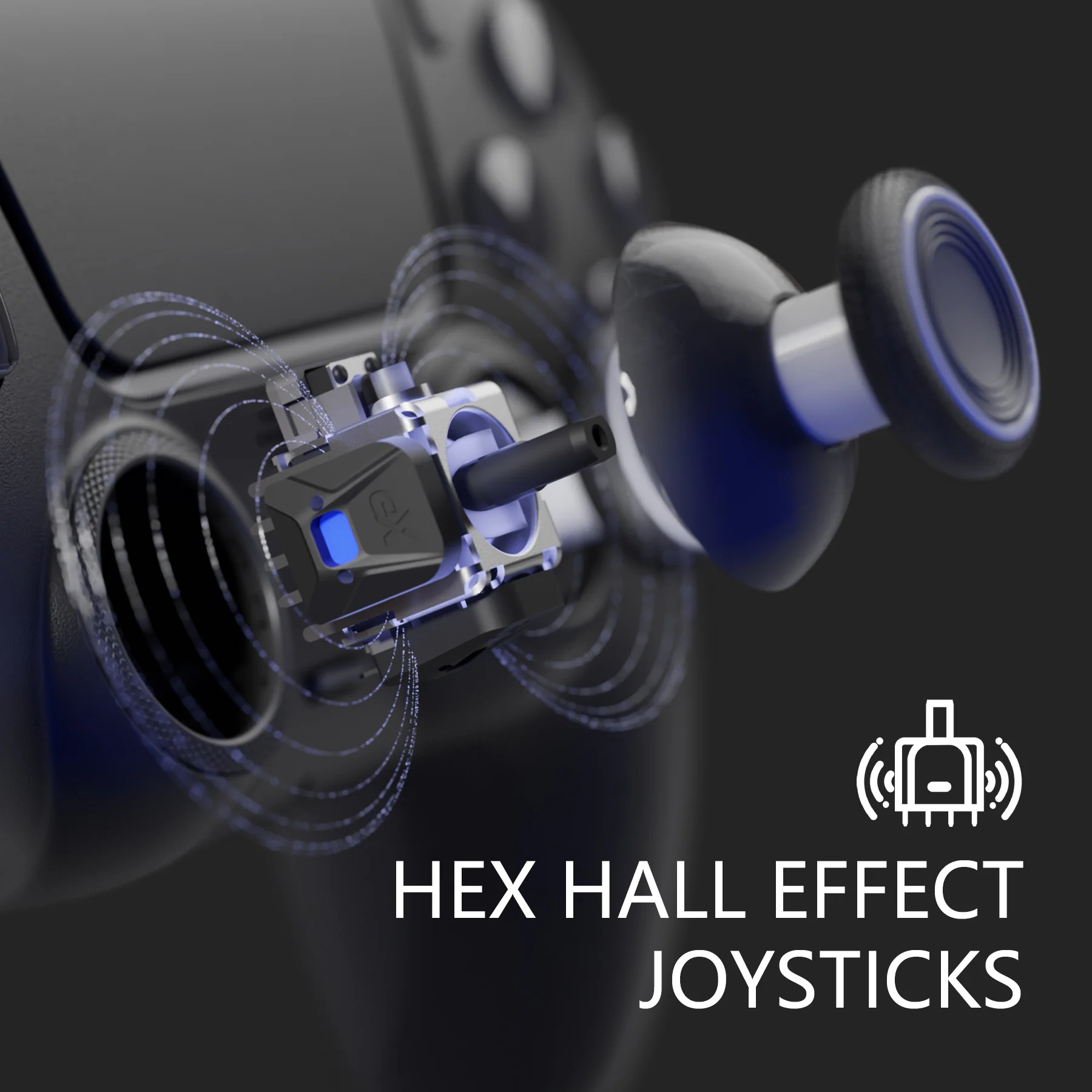 HEXGAMING RIVAL Controller with Hall Effect Joysticks for PS5, PC, Mobile - Black Scarlet Red - Image 6