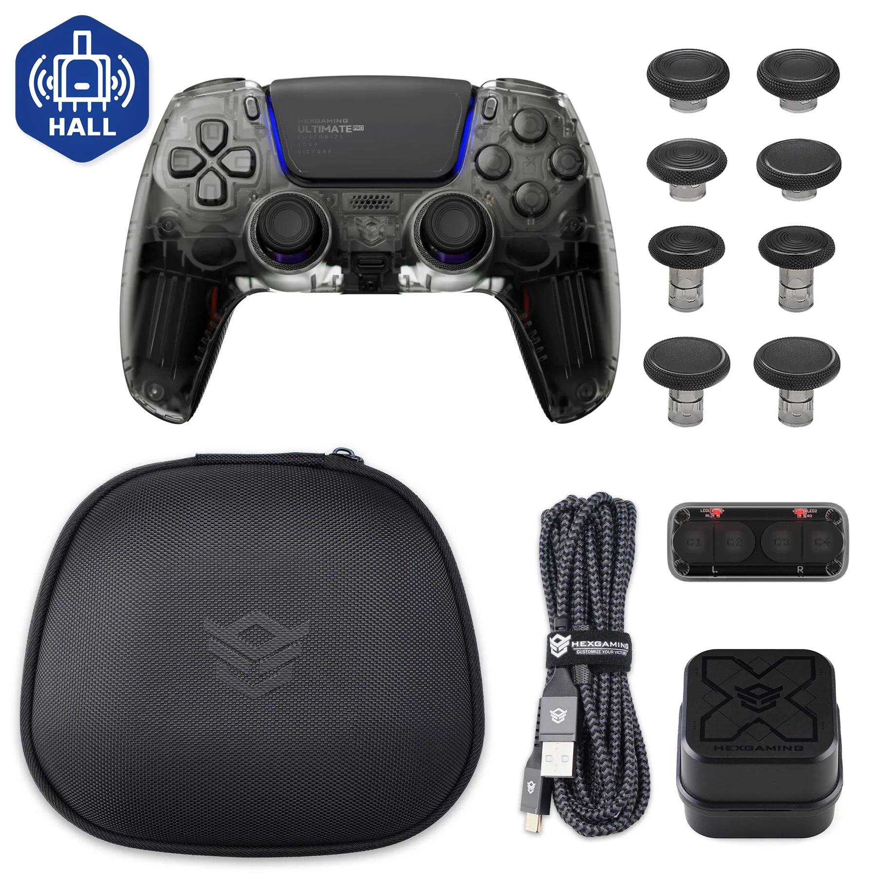HEXGAMING ULTIMATE PRO Controller with Adjustable Triggers+Charging Cable+Carrying Bag for PS5, PC, Mobile - 8 Styles - Image 4