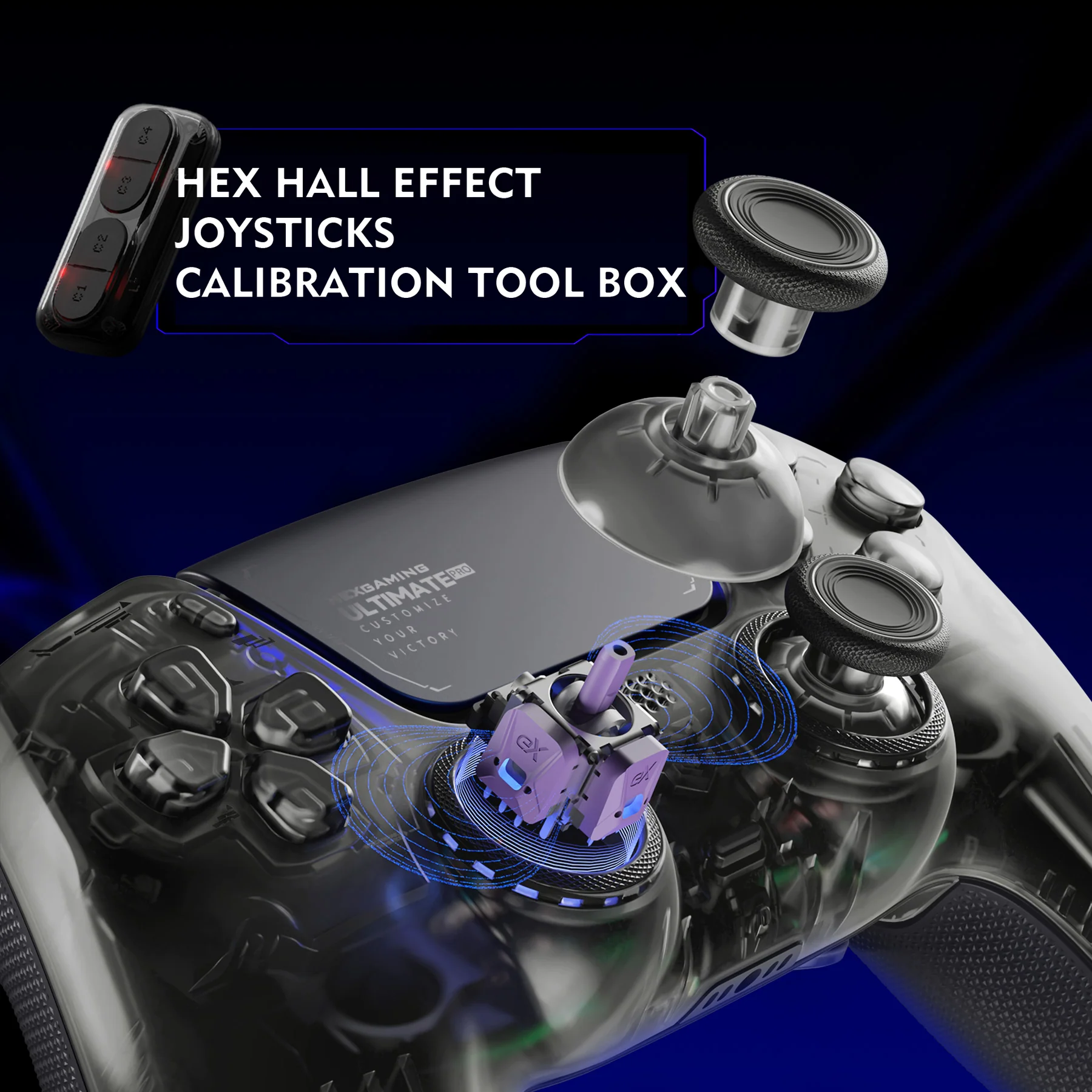HEXGAMING ULTIMATE PRO Controller with Adjustable Triggers for PS5, PC, Mobile - Hall Effect Explorer Black - Image 4