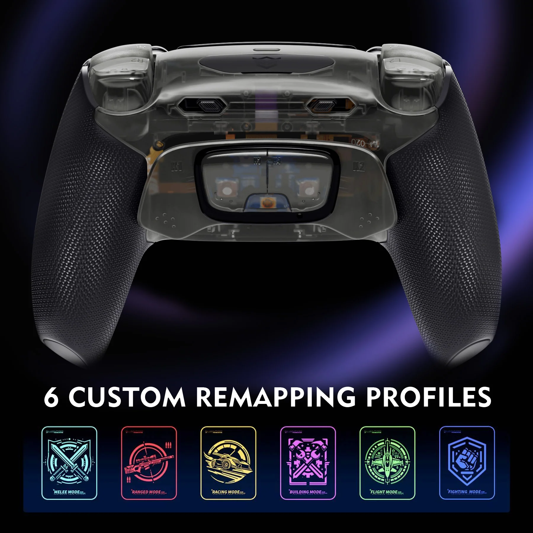 HEXGAMING ULTIMATE PRO Controller with Adjustable Triggers for PS5, PC, Mobile - Hall Effect Explorer Black - Image 6